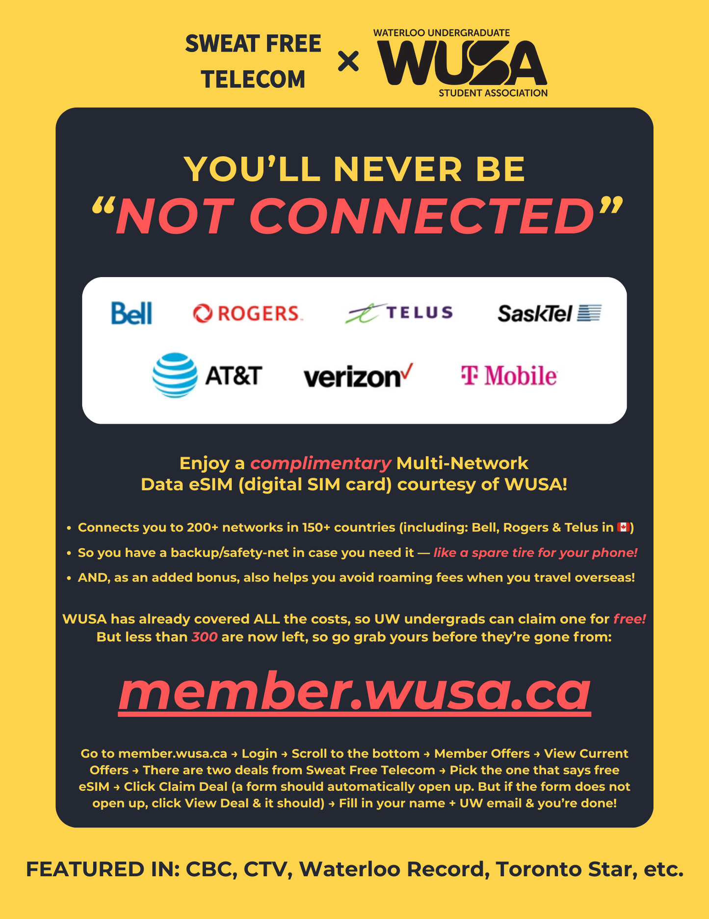 [FREE courtesy of WUSA] GET YOUR SAFETY NET: Multi-Network Data eSIM (digital SIM card) that does NOT expire + 911 Emergency calls!