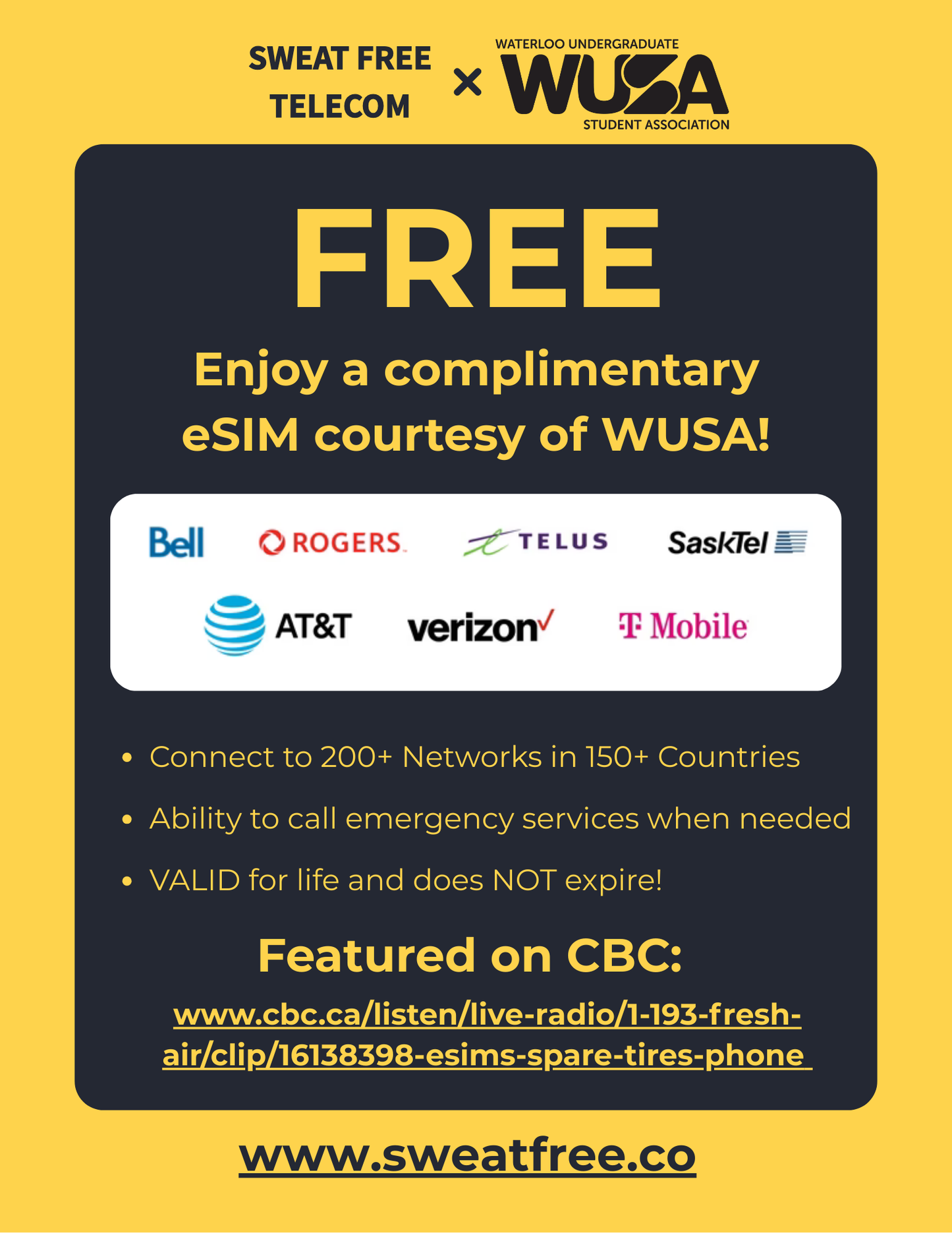 [FREE courtesy of WUSA] GET YOUR SAFETY NET: Multi-Network Data Plan (via an eSIM that does NOT expire) + 911 Emergency calls!